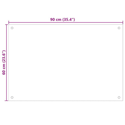 Küchenrückwand Weiß 90x60 cm Hartglas