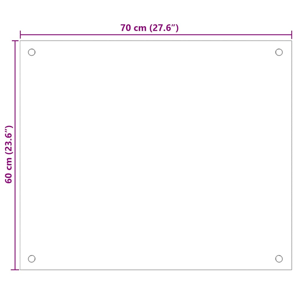 Küchenrückwand Schwarz 70x60 cm Hartglas