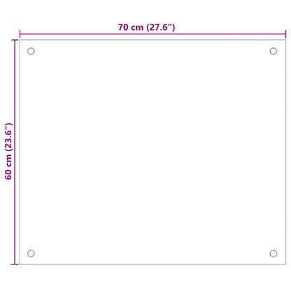 Küchenrückwand Schwarz 70x60 cm Hartglas