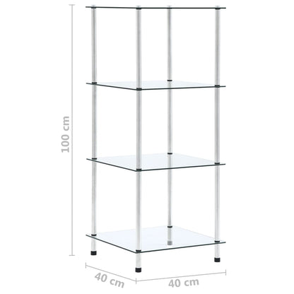 Regal mit 4 Ablagen Transparent 40x40x100 cm Hartglas