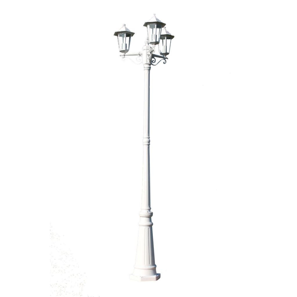 Gartenlaterne 3-flammig 215 cm Weiß Aluminium