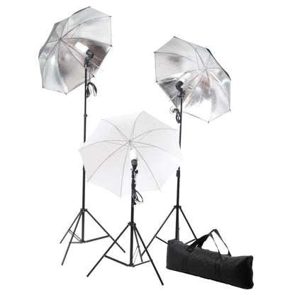 Fotostudio-Beleuchtung Set 24 Watt mit Stativen & Schirmen