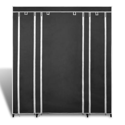 Stoffschrank mit Fächern Kleiderstangen 45×150×176 cm Schwarz