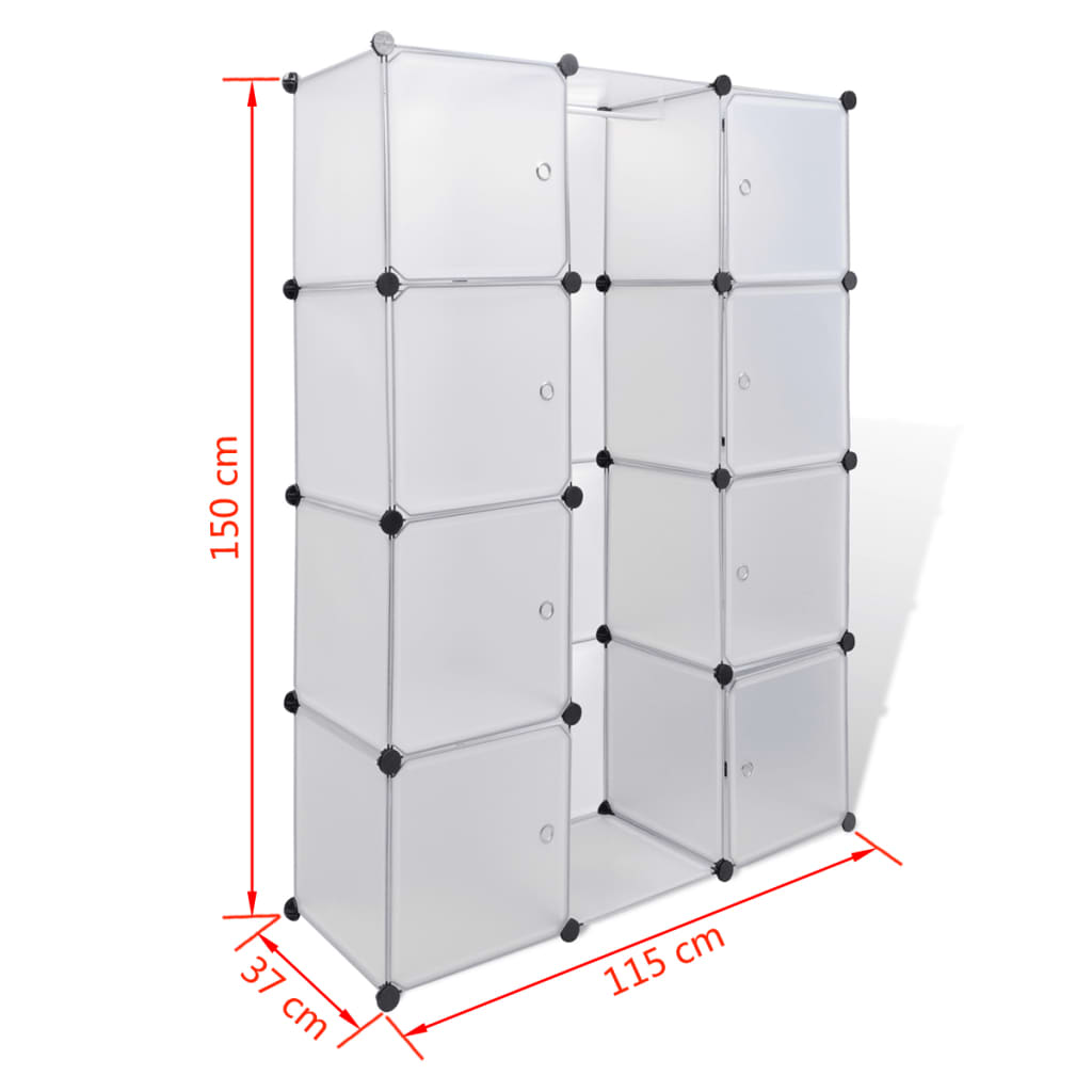 Modularer Schrank mit 9 Fächern 37x115x150 cm Weiß