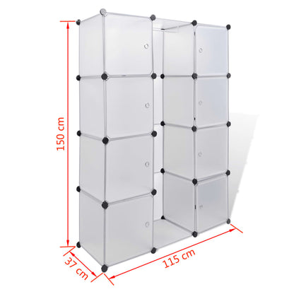 Modularer Schrank mit 9 Fächern 37x115x150 cm Weiß