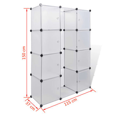 Modularer Schrank mit 9 Fächern 37x115x150 cm Weiß