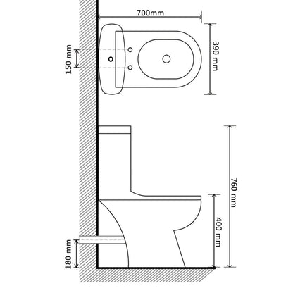 Toilette mit Spülkasten Weiß