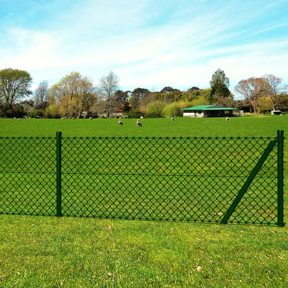 Maschendrahtzaun mit Pfosten und Bodenhülsen Stahl 1,0x25 m