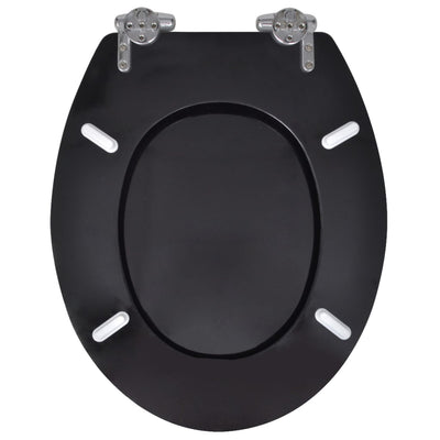 Toilettensitz MDF Deckel mit Absenkautomatik Design Schwarz