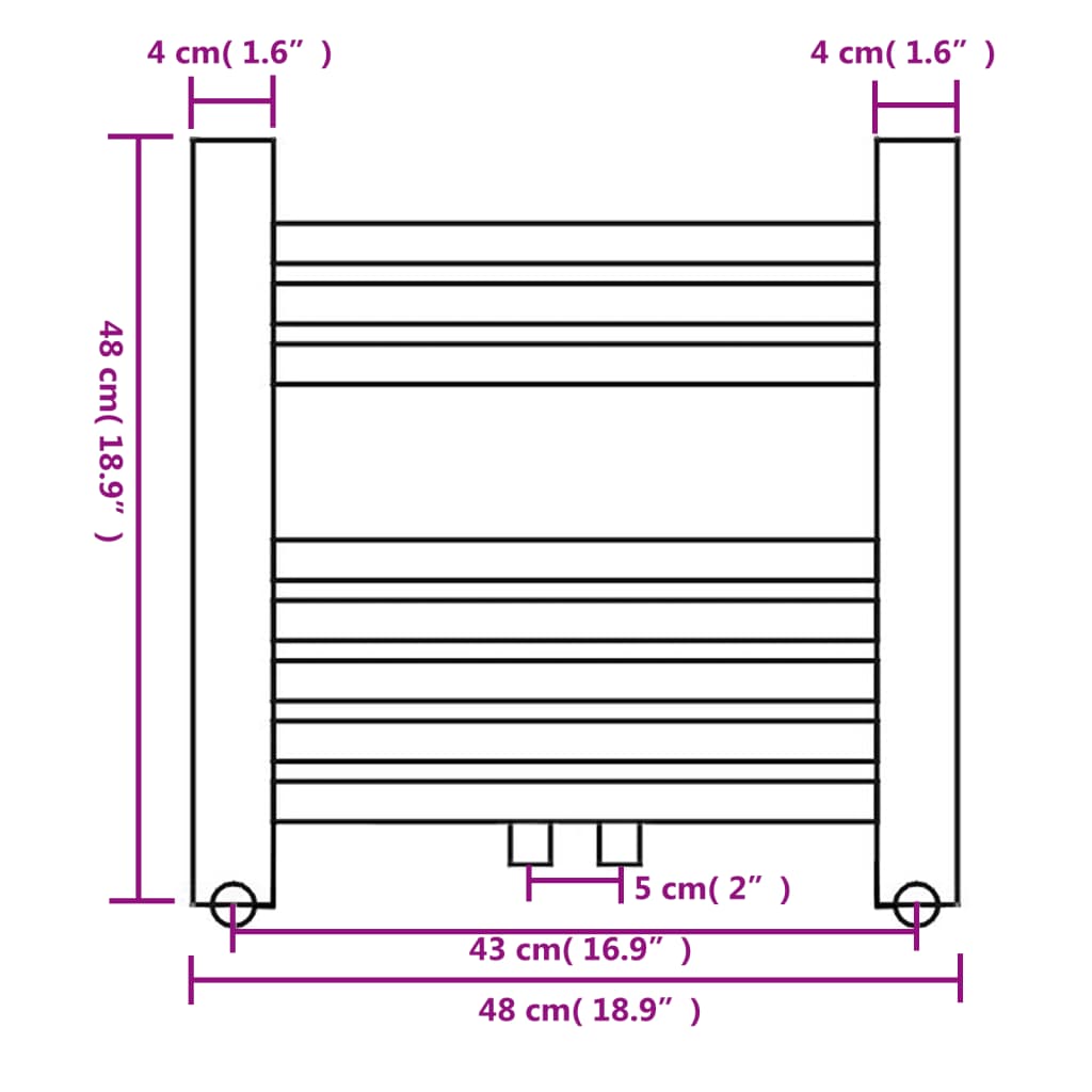 Handtuchheizkörper Warmwasser Gerade 480x480 mm