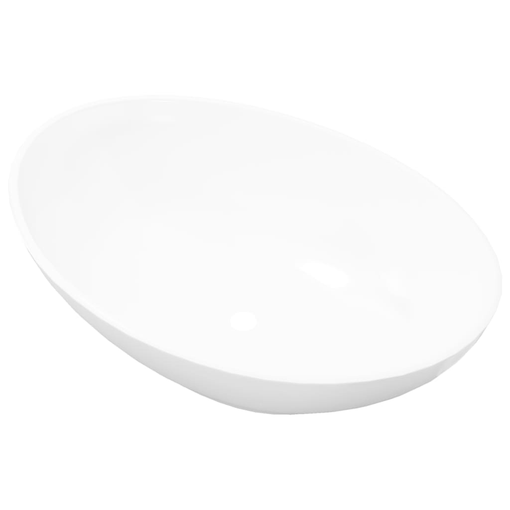 Luxus Keramik Waschbecken Oval Weiß 40 x 33 cm