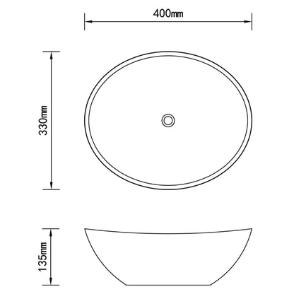 Keramik Waschtisch Waschbecken Oval schwarz 40 x 33 cm