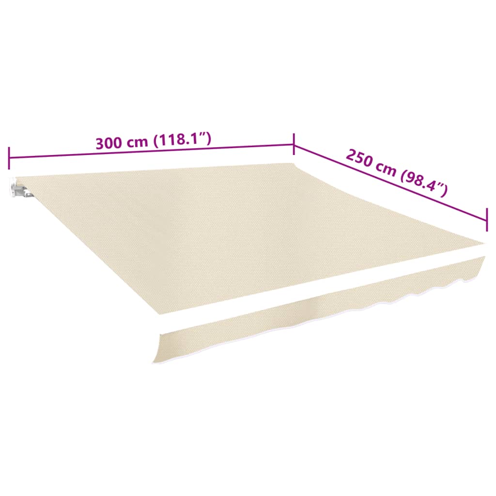 Markisenbespannung Canvas Creme 3 x 2,5 m (ohne Rahmen)