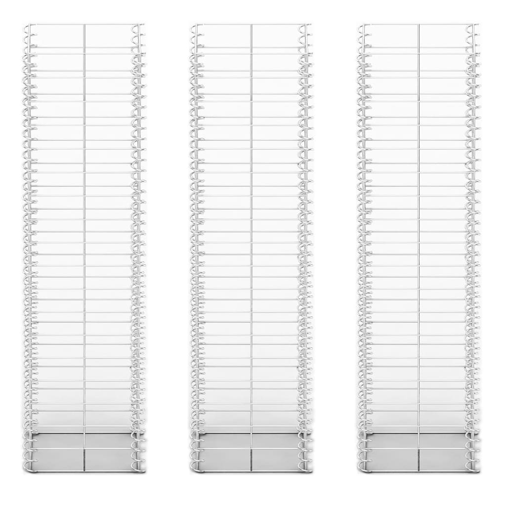 Gabionen-Set 3-tlg. Verzinkter Draht 25×25×100 cm