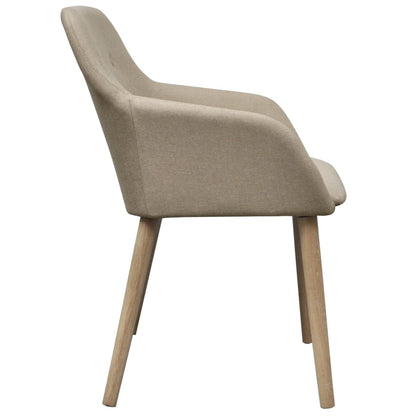 Esszimmerstühle 2 Stk. Beige Stoff und Massivholz Eiche