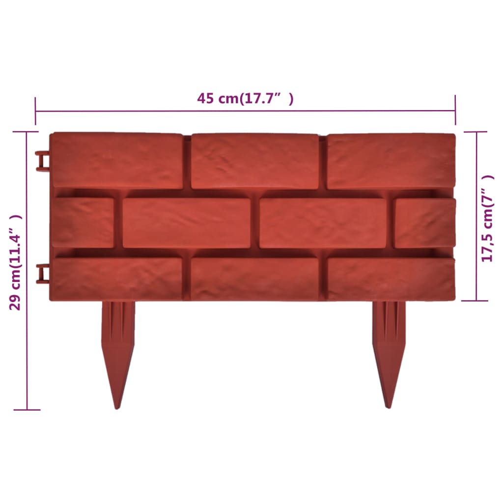 Rasenkanten 11 Stk. Backstein-Design