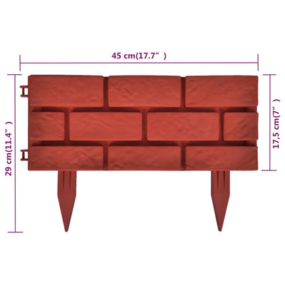 Rasenkanten 11 Stk. Backstein-Design