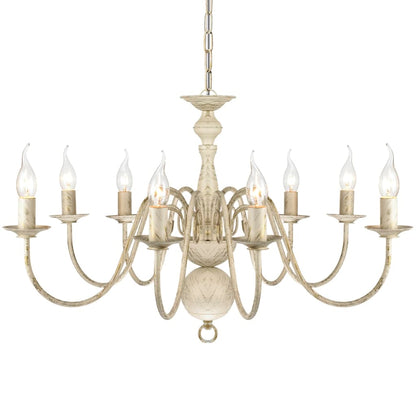 Metall-Kronleuchter Weiß Antik 8 x E14 Glühbirnen