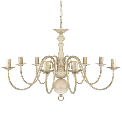 Metall-Kronleuchter Weiß Antik 8 x E14 Glühbirnen