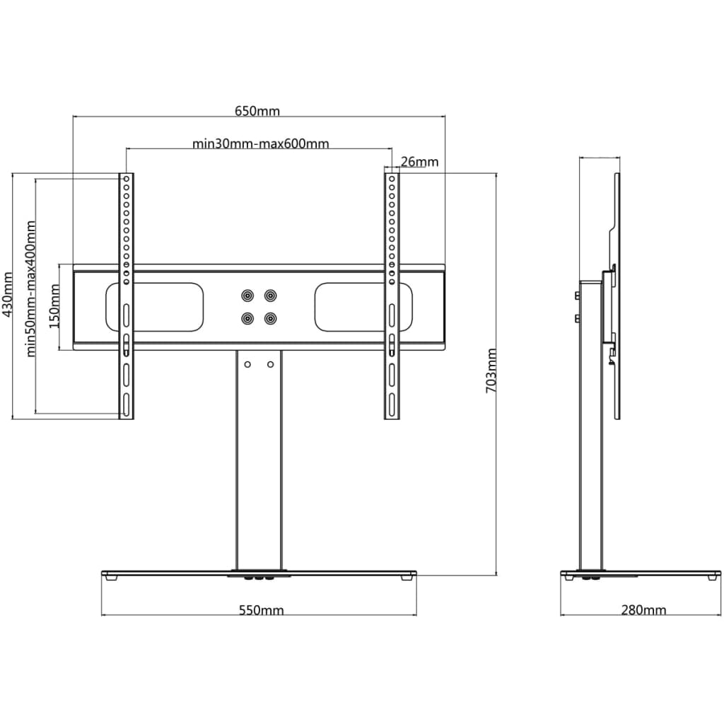 TV-Halterung mit Standfuß 600x400 mm 32" - 70"