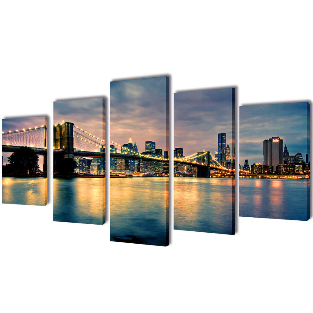 Bilder Dekoration Set Brooklyn Bridge Seeblick 200 x 100 cm