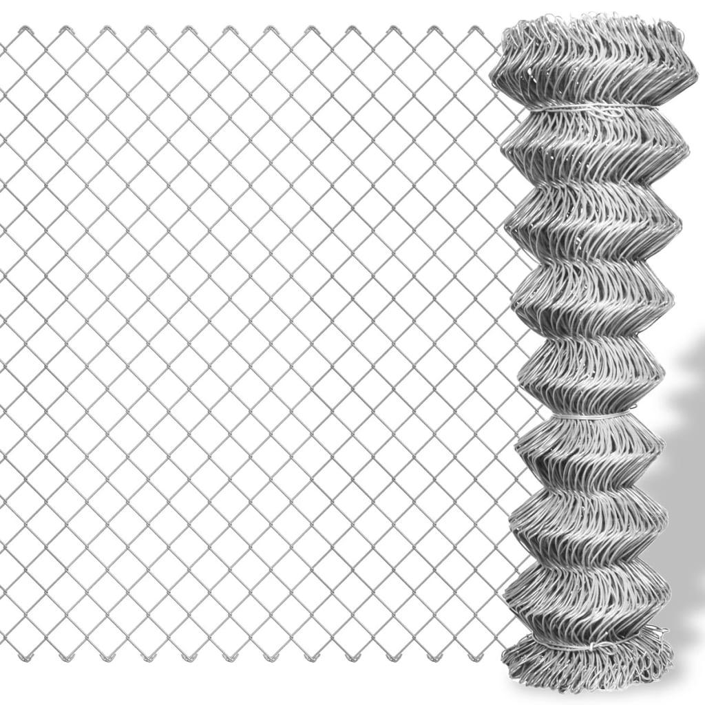 Maschendrahtzaun Verzinkter Stahl 15×1,5 m Silbern