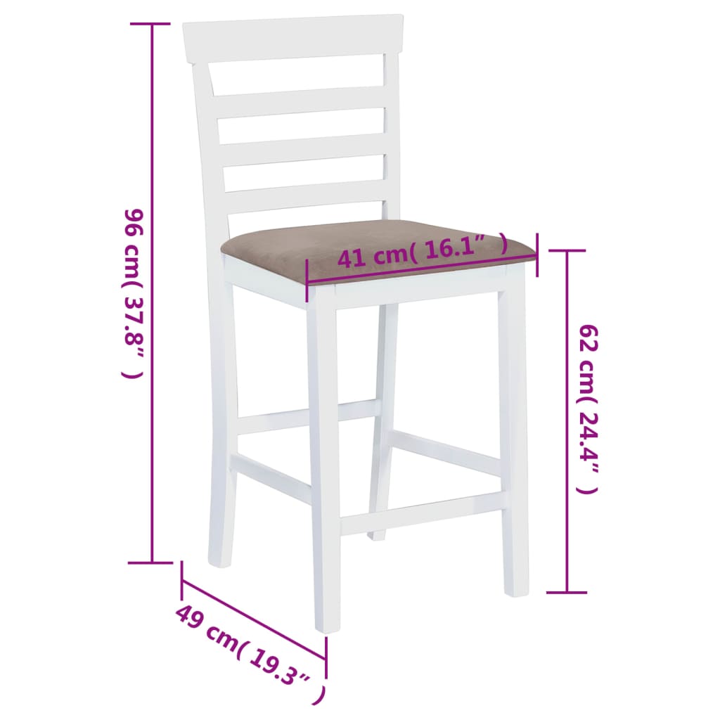 Barhocker 2 Stk. Weiß Stoff