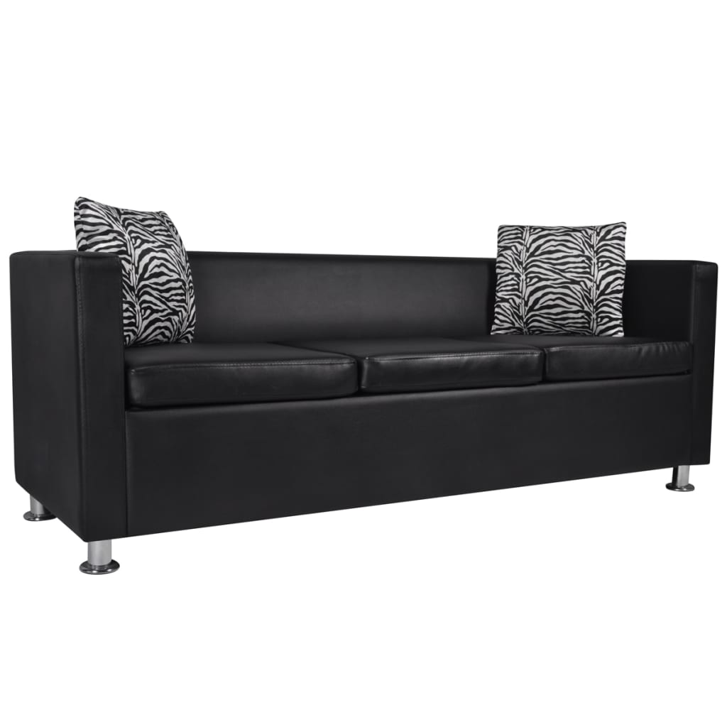 3-Sitzer-Sofa Kunstleder Schwarz