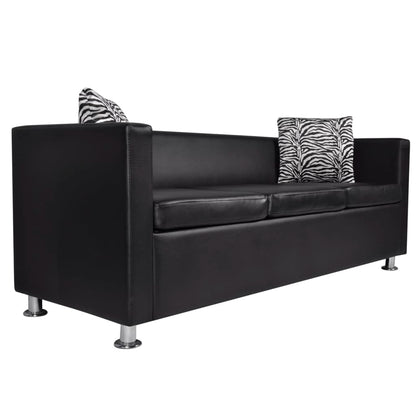 3-Sitzer-Sofa Kunstleder Schwarz