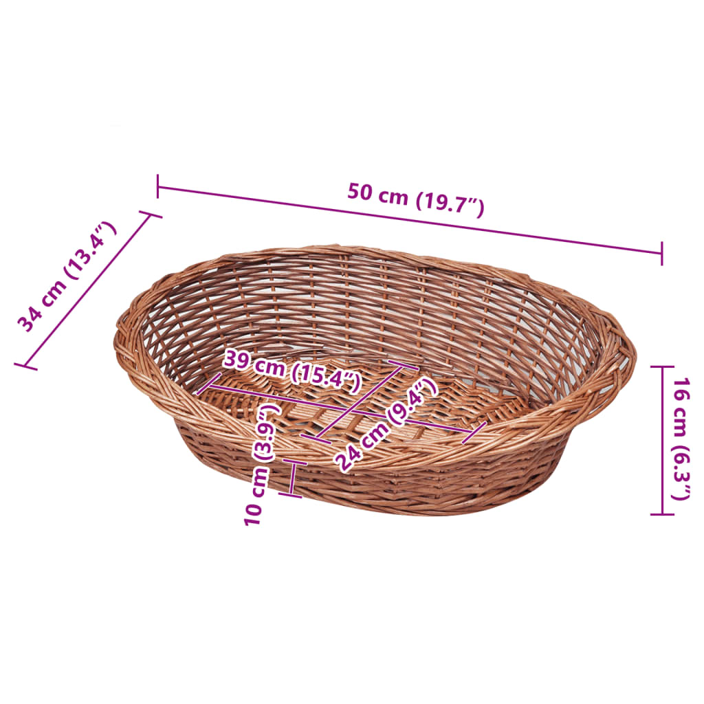 Hundekorb aus Weide Natur 50 cm