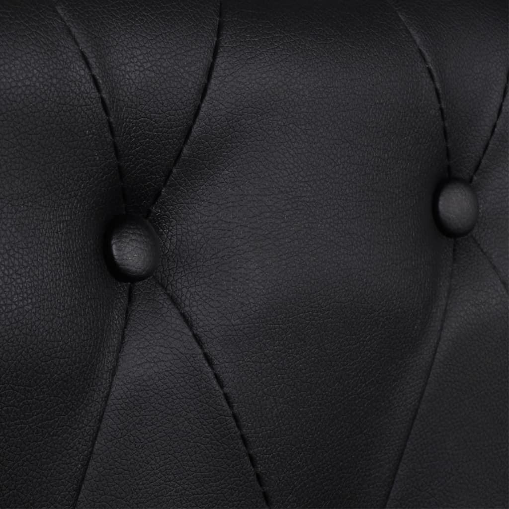 Chesterfield-Sofa 3-Sitzer Kunstleder Schwarz