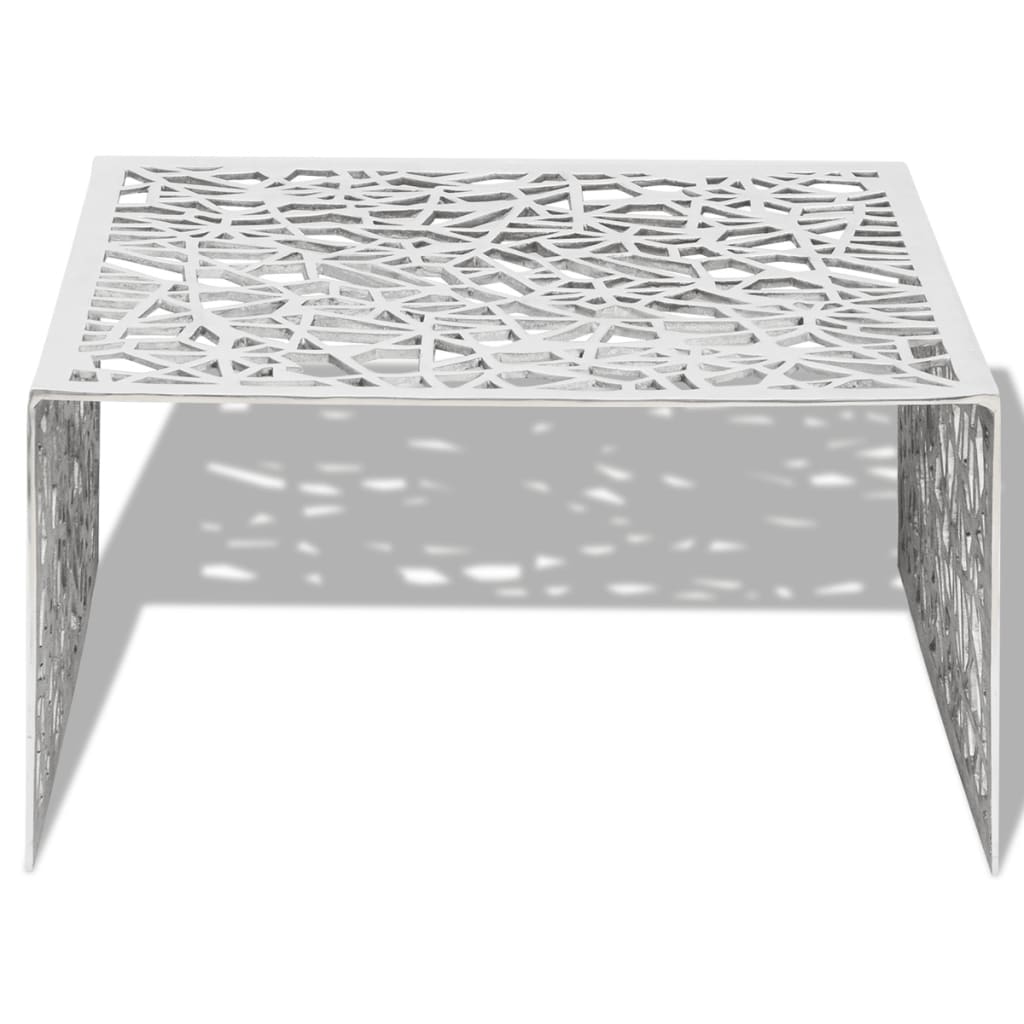 Couchtisch Silbern Geometrisches Lochmuster Aluminium