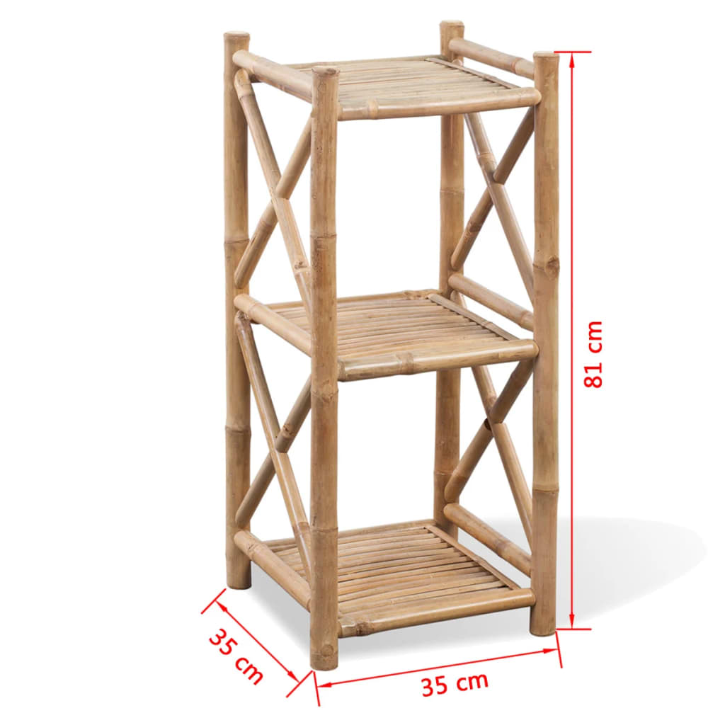 Standregal mit 3 Böden Quadratisch Bambus