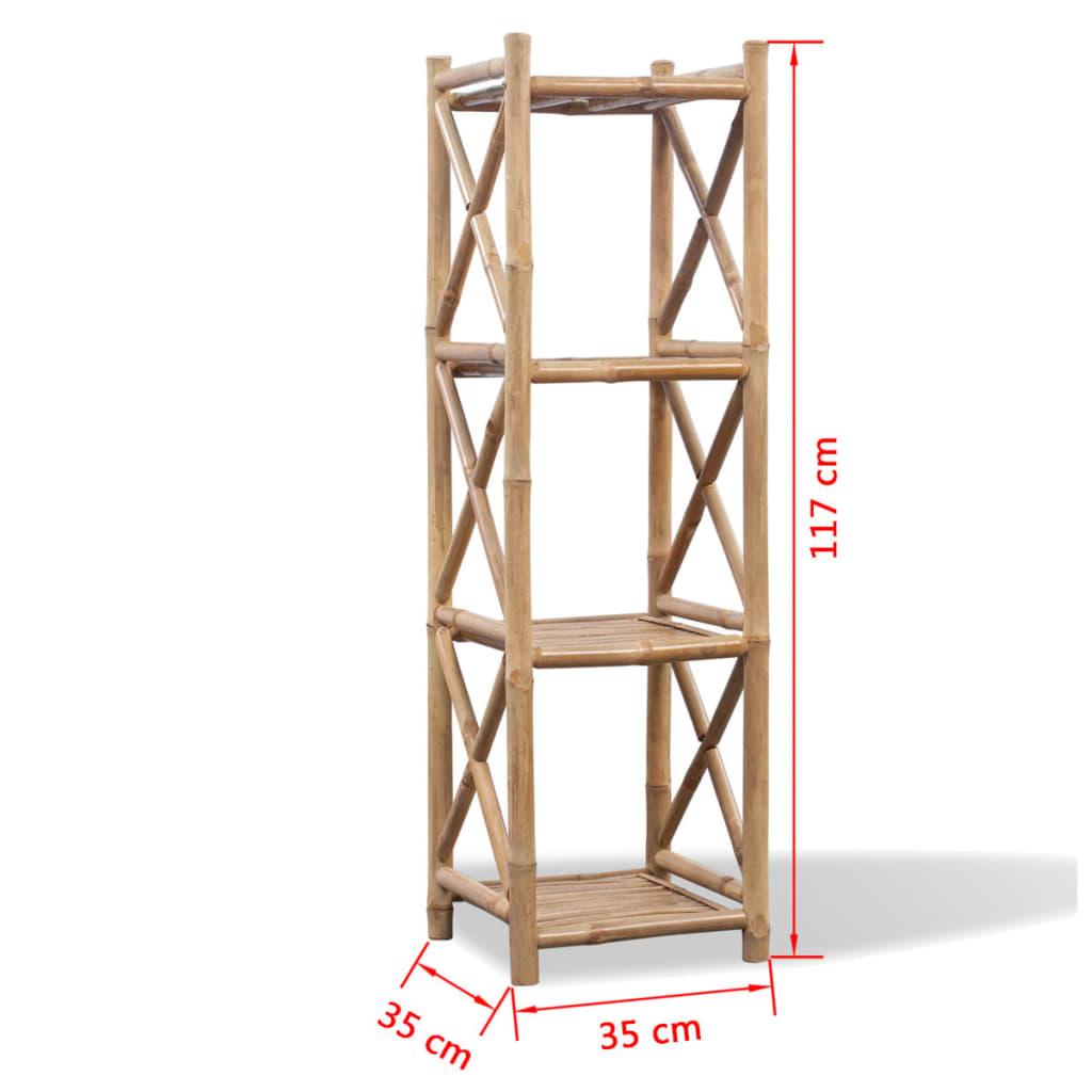 Standregal mit 4 Böden Quadratisch Bambus