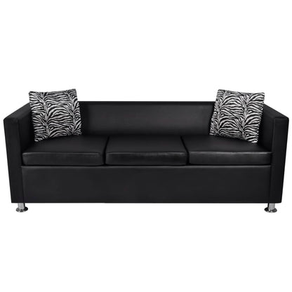 Sofa-Set Kunstleder 3-Sitzer und 2-Sitzer Schwarz