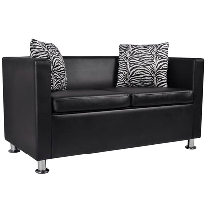 Sofa-Set Kunstleder 3-Sitzer und 2-Sitzer Schwarz