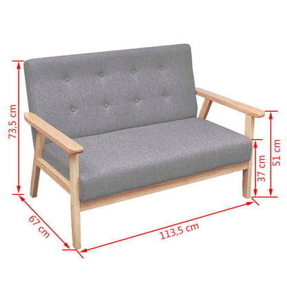 Sofa-Set 2-tlg. Stoff Hellgrau