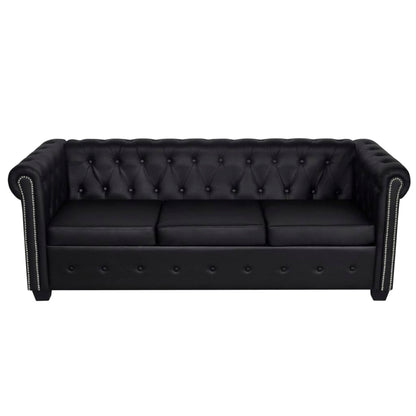 Chesterfield-Sofas 2-Sitzer und 3-Sitzer Kunstleder Schwarz