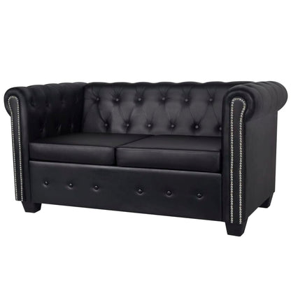 Chesterfield-Sofas 2-Sitzer und 3-Sitzer Kunstleder Schwarz