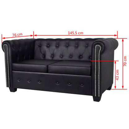 Chesterfield-Sofas 2-Sitzer und 3-Sitzer Kunstleder Schwarz