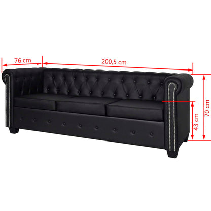 Chesterfield-Sofas 2-Sitzer und 3-Sitzer Kunstleder Schwarz