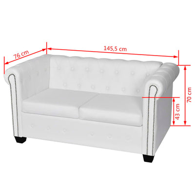 vidaXL Chesterfield-Sofas 2-Sitzer und 3-Sitzer Kunstleder Weiß