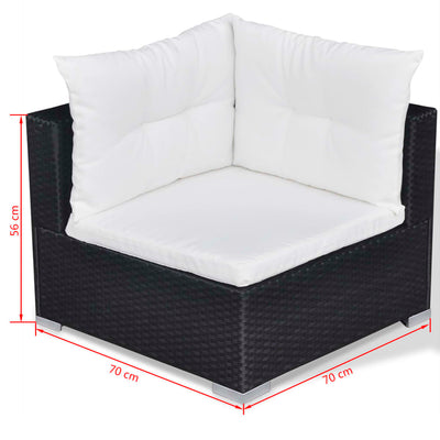 10-tlg. Garten-Lounge-Set mit Auflagen Poly Rattan Schwarz