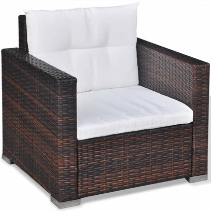 6-tlg. Garten-Lounge-Set mit Auflagen Poly Rattan Braun