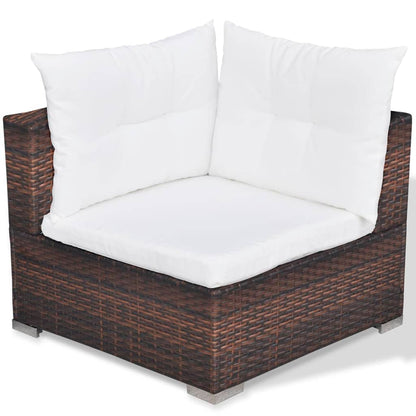 6-tlg. Garten-Lounge-Set mit Auflagen Poly Rattan Braun