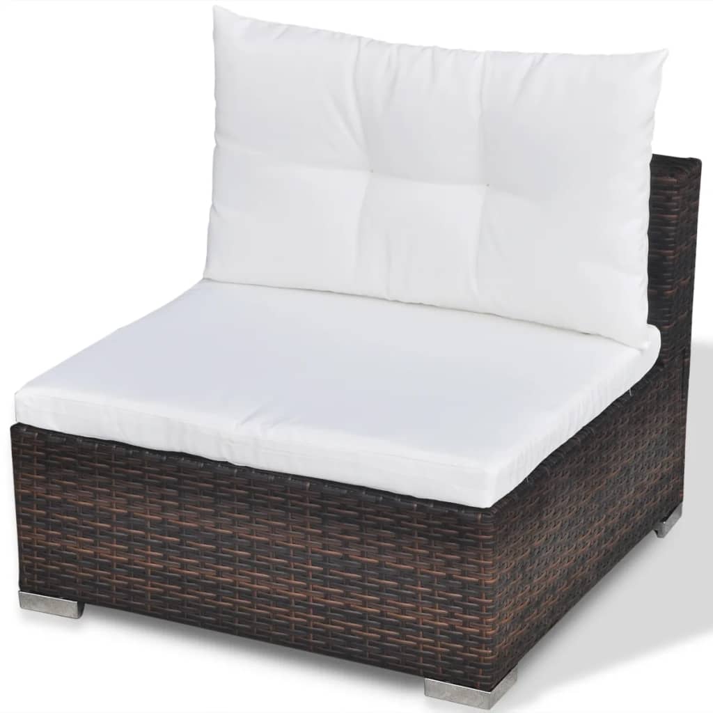 6-tlg. Garten-Lounge-Set mit Auflagen Poly Rattan Braun