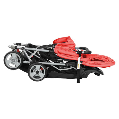 Tandem-Kinderwagen Stahl Rot und Schwarz