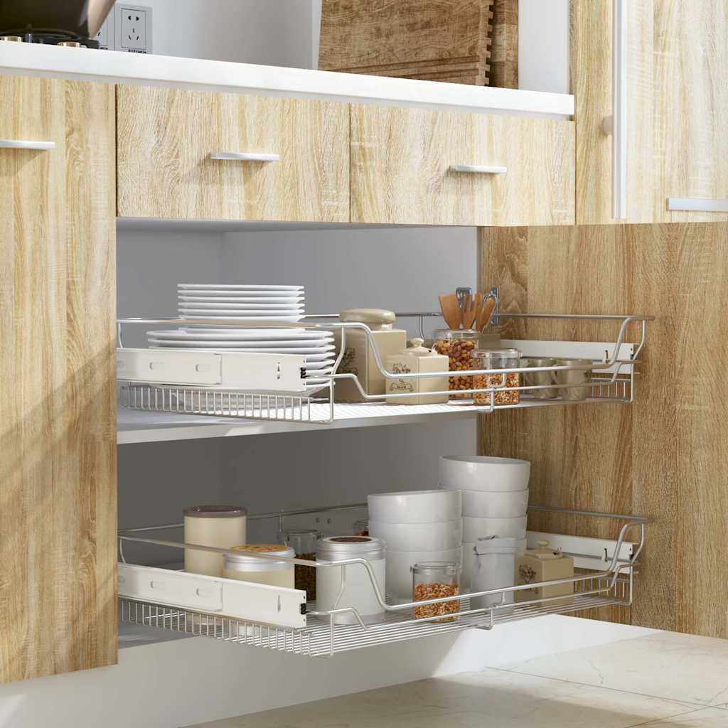 Cestello estraibile per cassetto incorporato 2 pz. Argento 800 mm