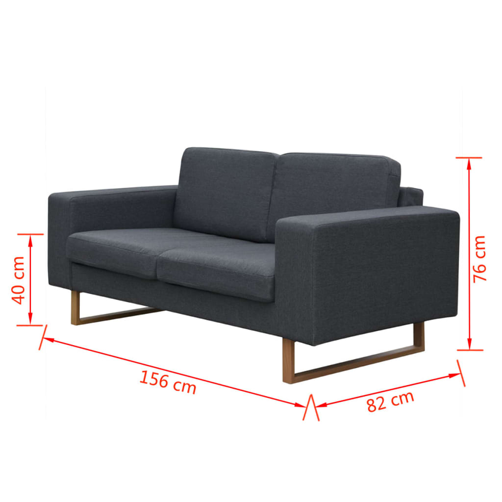 2-Sitzer Sofa Stoff Dunkelgrau