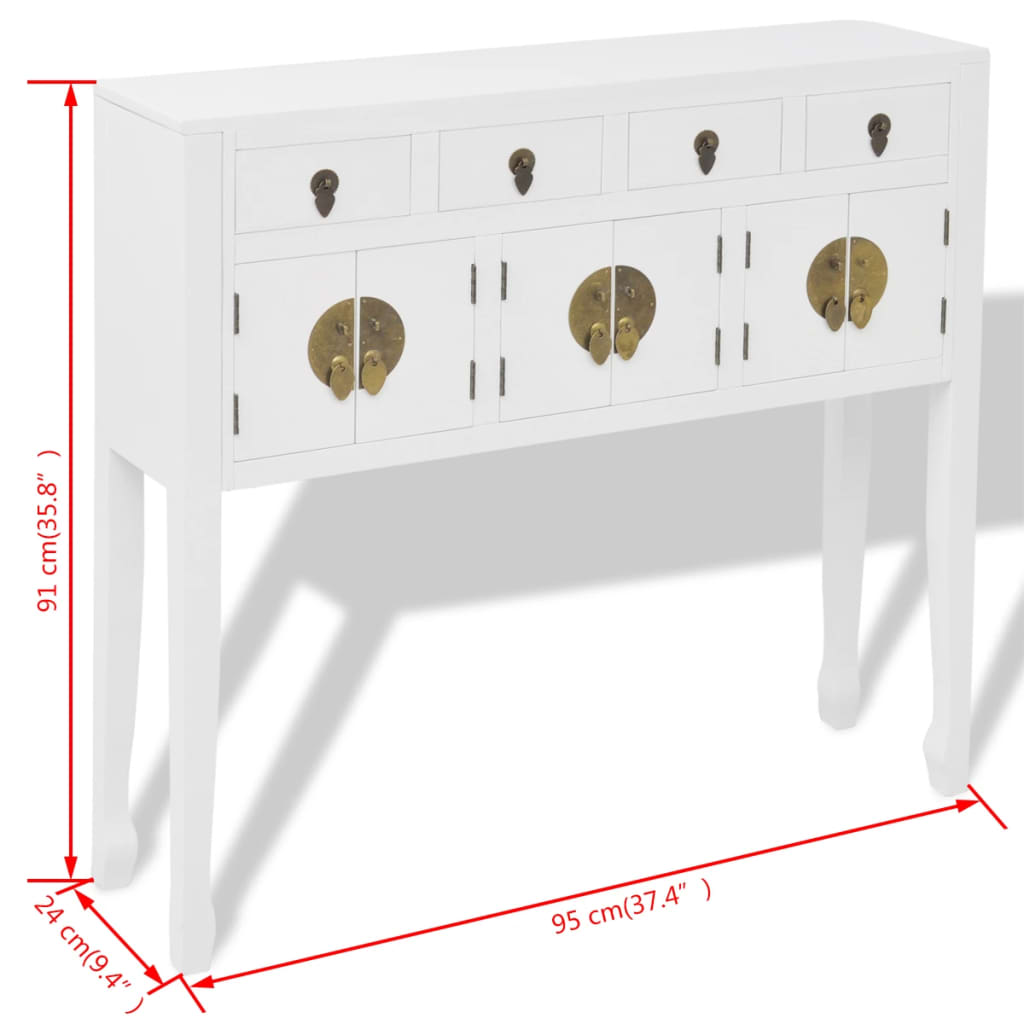 vidaXL Sideboard Chinesischer Stil Massivholz Weiß